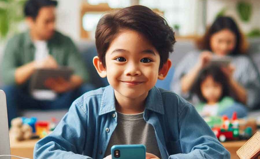 Bahaya Gadget bagi Anak di Bawah Umur, Ini Perhatian yang Perlu Diberikan Orang Tua Ilustrasi anak-anak dan gadget (foto: Generate AI)